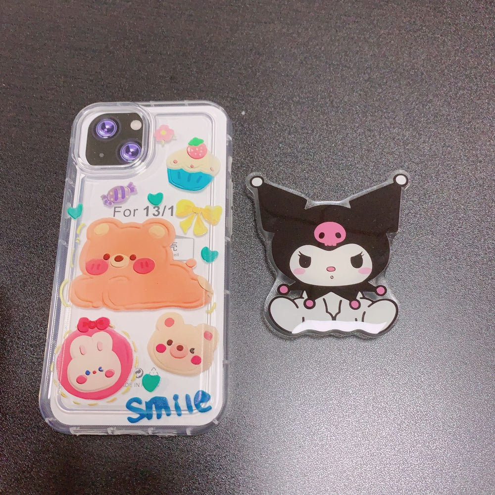 Creative desktop lazy stand melody kuromi/white rabbit/violent bear cartoon cute foldable mobile phone stand