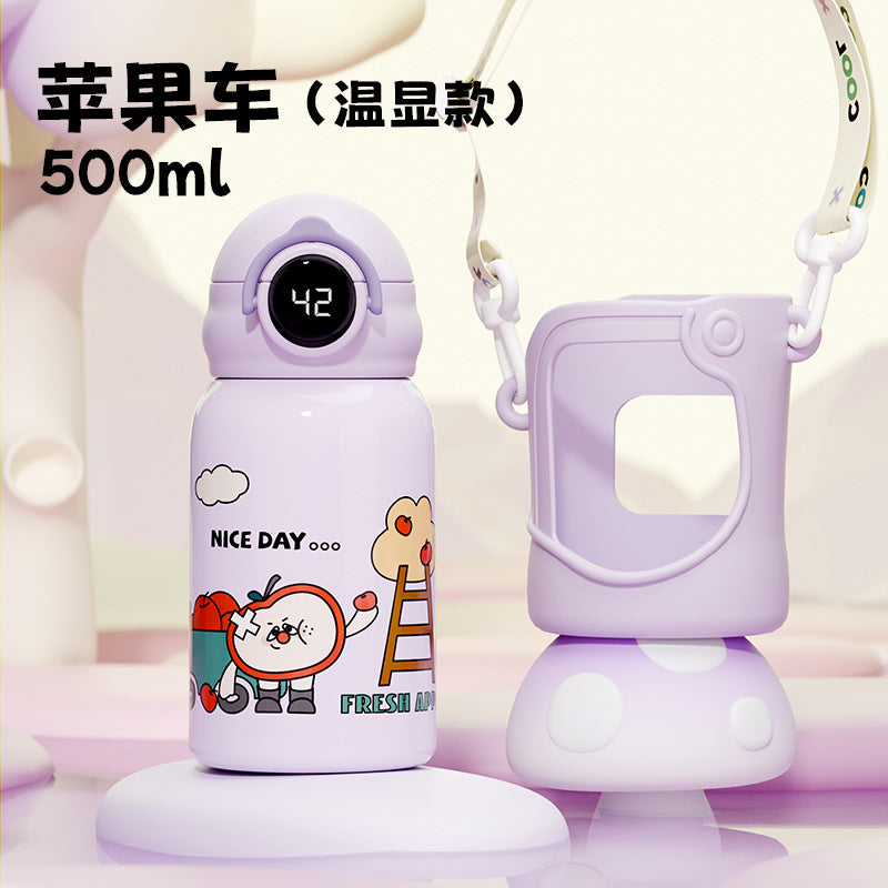 Kids thermos cup 316 stainless steel straw cup cute stainless steel cartoon student cup portable cup manufacturer