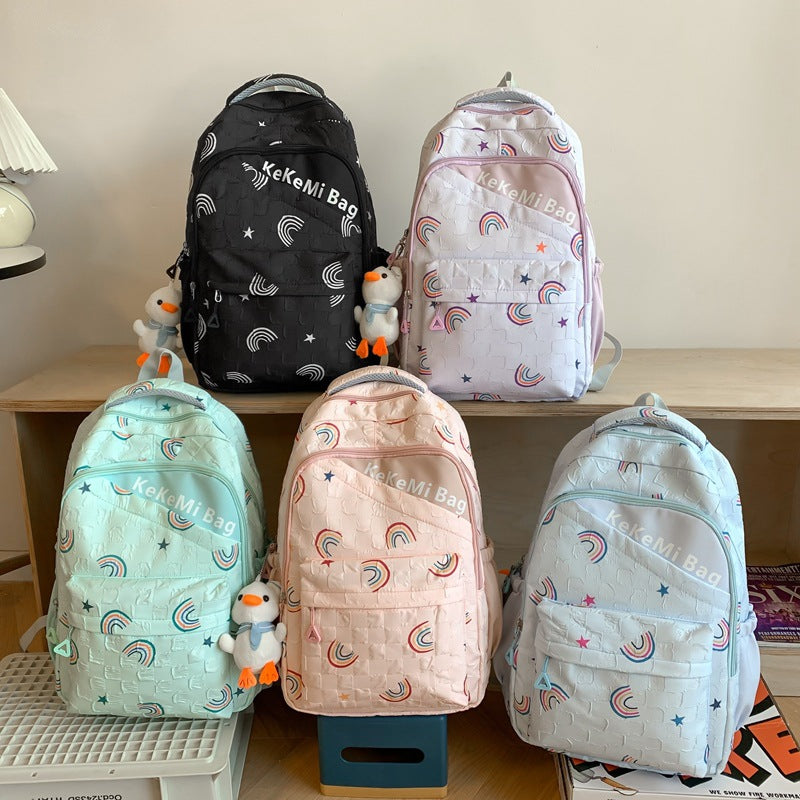 School bag, junior high school girls' new large-capacity cute girl backpack, primary school students in grades 5 to 9 to reduce the burden of backpacks