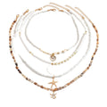 Wholesale beach necklace - european & american style - cross-border e-commerce - beach vacation - starfish, shell, pearl choker - layered beaded clavicle chain for women