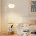 Cream style double layer storage fishing floor lamp gentle white feather lampshade living room sofa side lamp