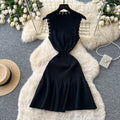 K-stylework clothing sleeveless pleatedknittingdress women's summercut out waist a-line skirt pinkelegant skirt summer