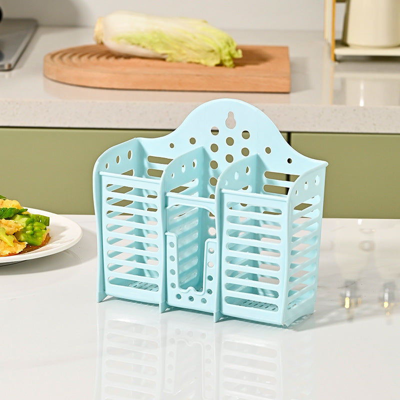 Chopstick cage for home multi-function drain rack chopstick barrel kitchen tableware spoon storage box can be wall mounted no punching
