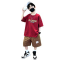 Boys' summer  new korean style fashionable two-piece set: trendy letter print casual outfit for older boys