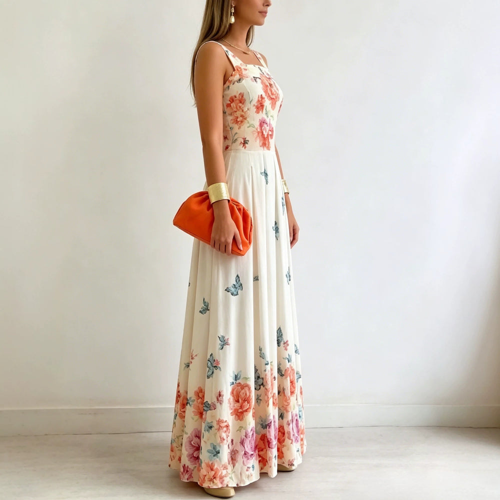european and american cross-border women's floral print cami dress