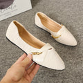 plus sizeflats pointed toe flats cloth surface metal chain shallow breath elegant small fragrant flatsflats wholesale