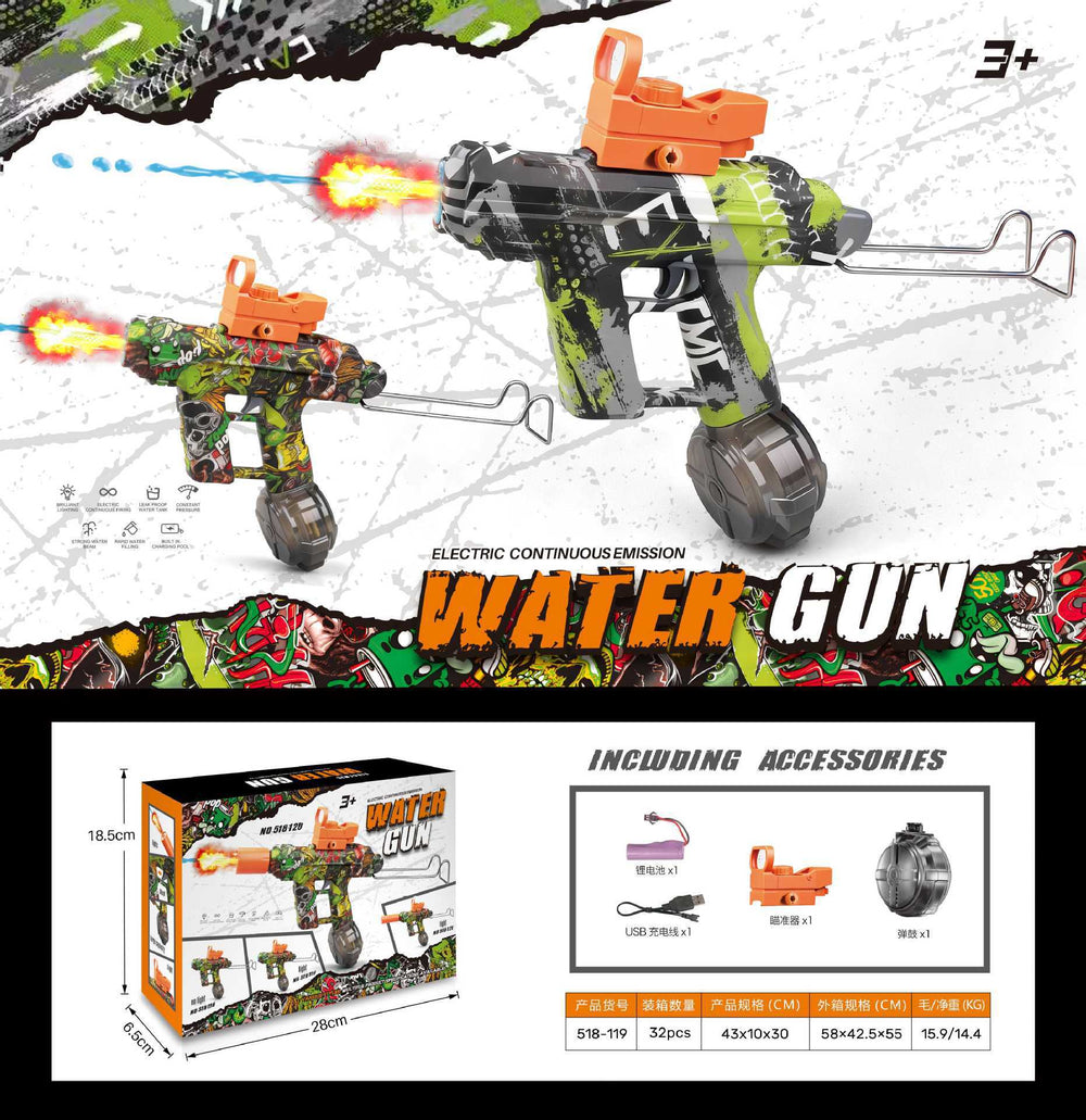 hot-selling uzi kids electric water gun toy large capacity reloading continuous water spray water fight toy wholesale