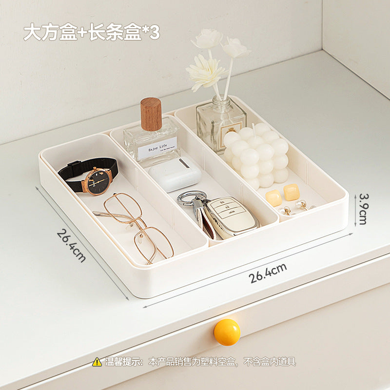 Separate sundries storage box Rectangle plastic porch storage box Grid porch storage desktop strip storage box