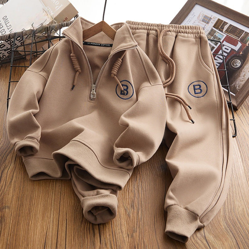 Boys' fall/winter new style cool & edgy hoodie and sweatpants set  - middle to big kids' boys' top and pants tracksuit