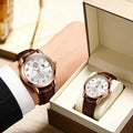 New arrival fully automatic men's fashion quartz watch belt watch middle school business men's watch mencasual chronograph watch
