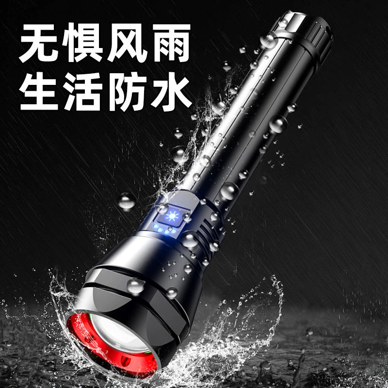 Cross-border strong light flashlight charging, portable, long battery life, outdoor long-distance shooting and waterproof multi-functional household explosive flashlight