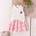 fashion children's clothing new arrival children's white vest and pink skirt