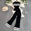 Fashionsuitfemalek-style sleevelesssilmknittingtopstwo-piece setcasualhigh waistslimming lookstraight-legloose pants