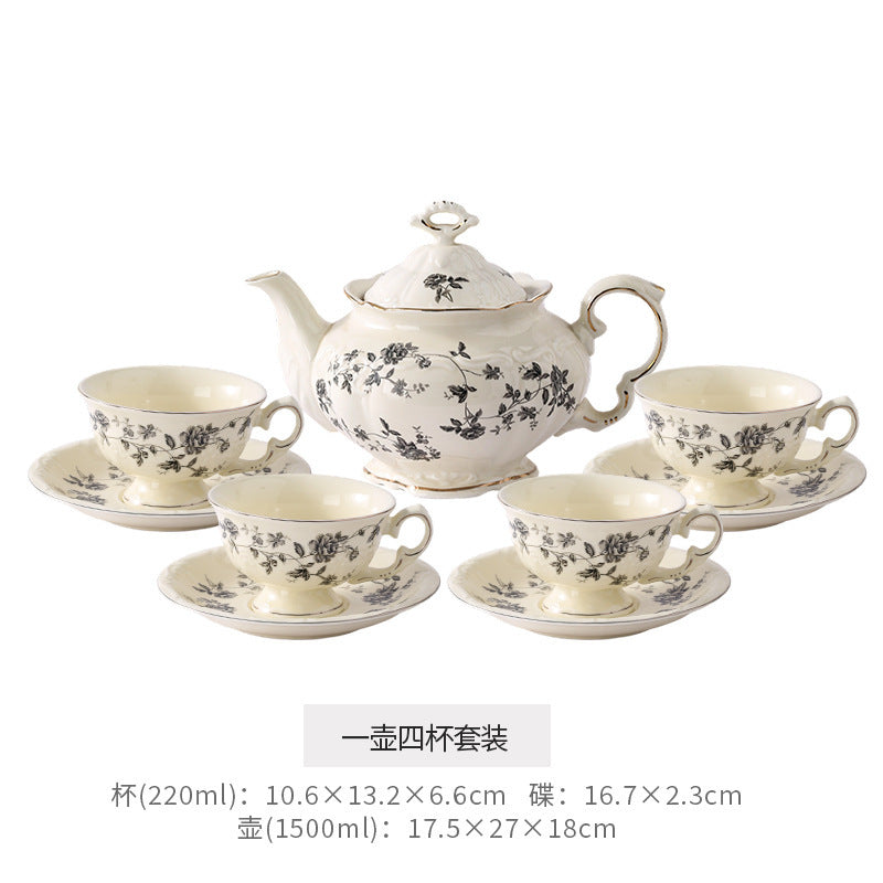 Vintage french afternoon tea teapot and coffee cup saucer set - a beautiful ceramic gift set perfect for housewarming