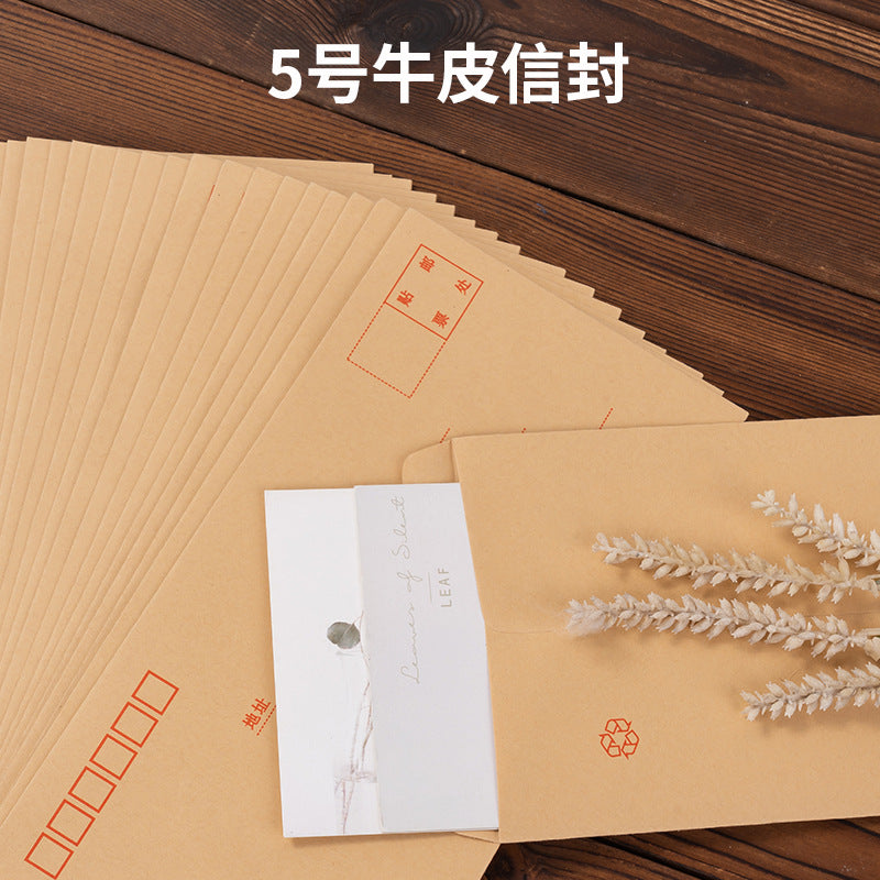 Deli Envelope 3423 Kraft Paper No. 5 Medium Simple Standard Thickened Letterhead Paper 20 pcs/bag Stationery Wholesale