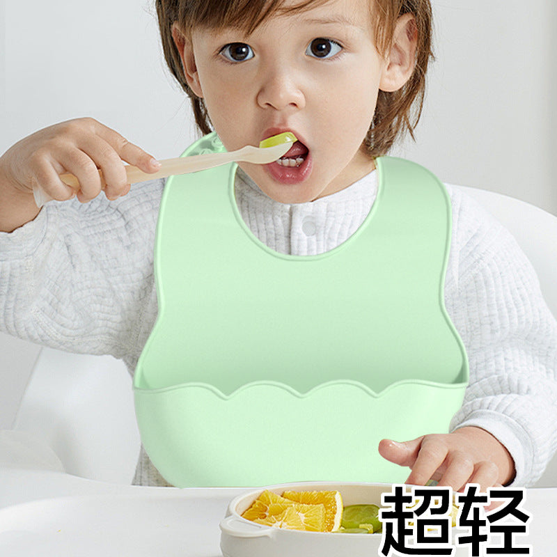 Children's silicone bib, baby food pocket, baby saliva pocket, bib, enlarged and widened waterproof and anti-dirty children's bib