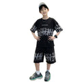 Boys' short-sleeve t-shirt and shorts summer sports set - loose-fit, breathable, casual two-piece outfit for mid-to-large children
