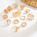 Women's ring set wholesale - european & american cross-border faux pearl jewelry - vintage, light luxury, high-end heart & bowknot finger rings