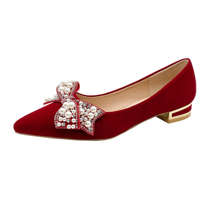 Wedding shoes for women with thick heels 2023 new arrival bridal shoes that are not tiring on the feet flats burgundy high heels xiuhe wedding dress two-wear