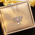 [titanium steel] hollow butterfly tassel light luxury elegant full diamond necklace women's gorgeous high-end easiest for matchsweater chain jewelry