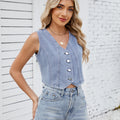 Amazon  new arrival european and american cross-border fashion casual v-neck denim top adjustable vest cropped vest for women