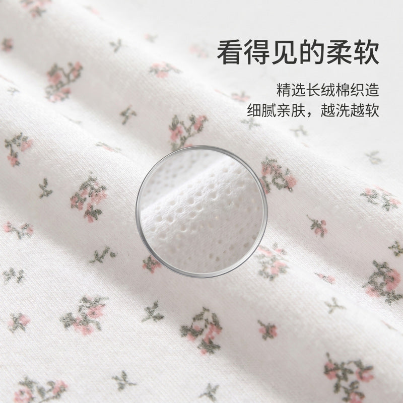3-month-old and 2-year-old baby summer short-sleeved suit open pants pure cotton elastic waistband two-piece set breathable fork pants