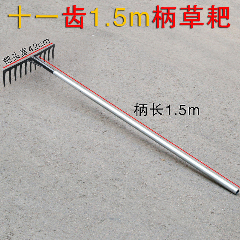 Agricultural iron rake, ground rake, thickened nail rake, soil rake, grass rake manufacturer, multi-functional 469-tooth weeding tool