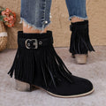 Export 34-43 size fall and winter tassel boots cross-border plus size women's boots round toe easiest for match rubber bottomnon-slip soft bottom shoes