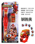 Kids' spider-man inertia pull-back car projector watch - luminous electronic watch gift for preschool and elementary school students