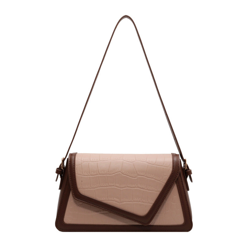 Cross-border new crocodile pattern armpit bag, simple texture and contrasting color, shoulder messenger bag, fashionable and versatile portable small square bag.