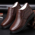 Men's winter warm cotton shoes - fleece lined, non-slip, casual high-top cotton shoes for men, elderly cotton shoes, men's leather cotton shoes for seniors