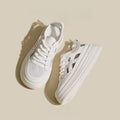 Breathable thin white shoes women's 2025 spring summer new arrivalplatform sole thick soleeasiest for matchcasualcut out sports shoes