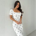 french chic polka dot dress - women's summer slim-fit knit maxi dress