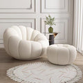White sofa + ottoman [soft lambswool] - rock-bottom price!
