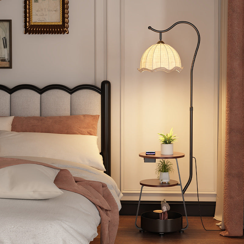 Popular medieval style storage function grapefruit floor lamp retro atmosphere lamp sunset yellow decorative lamp living room fishing lamp