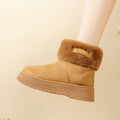 autumn new fleece-lined fluffy trim platform chunky sole snow boots women's korean style round toe warm export plus size women's boots