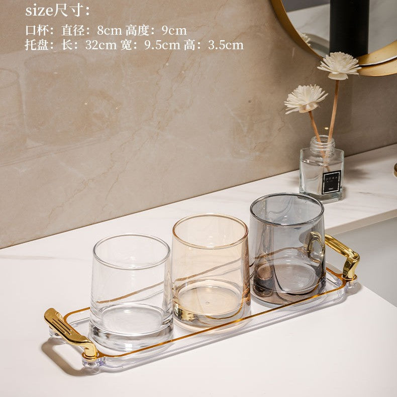 Glass mouthwash cup minimalist toothbrush cup couple's home toothbrushing cup set hotel guest room wash cup toothbrush cup