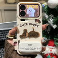 Leather pattern suitable for apple 16promax mobile phone case plush lying sleeping dog xiaomi 17 huawei autumn and winter anti-fall soft shell