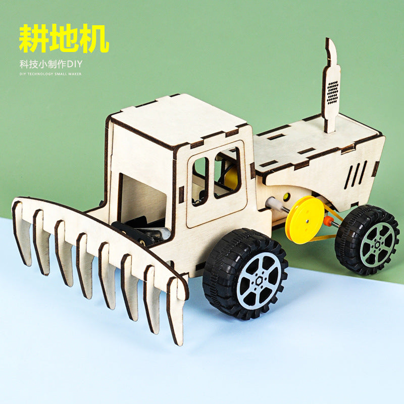 Science and technology small production plowing machine model DIY children hand-assembled model steam maker scientific experimental materials
