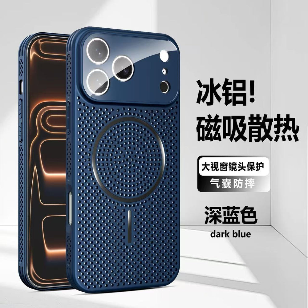 New large window cooling magnetic case for apple 17 pro max, apple 12 anti-drop full coverage protective case
