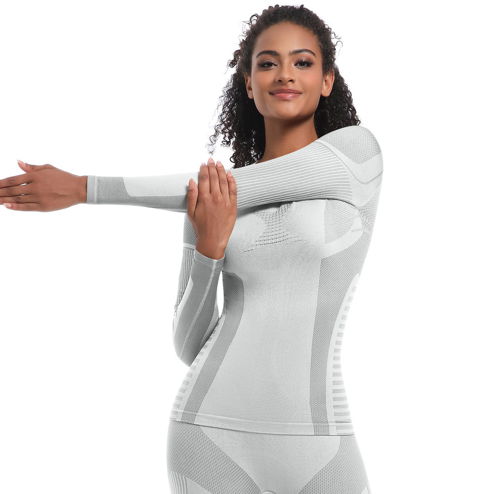 new arrival seamless knittinglong tight high elastic ski suit long sleeves sports running fitness yoga suit tops