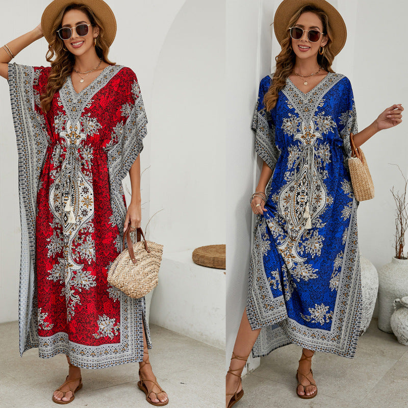 Sanya seaside vacation bohemia beach skirt exotic style loose bikini anti-scratch cover-up dress
