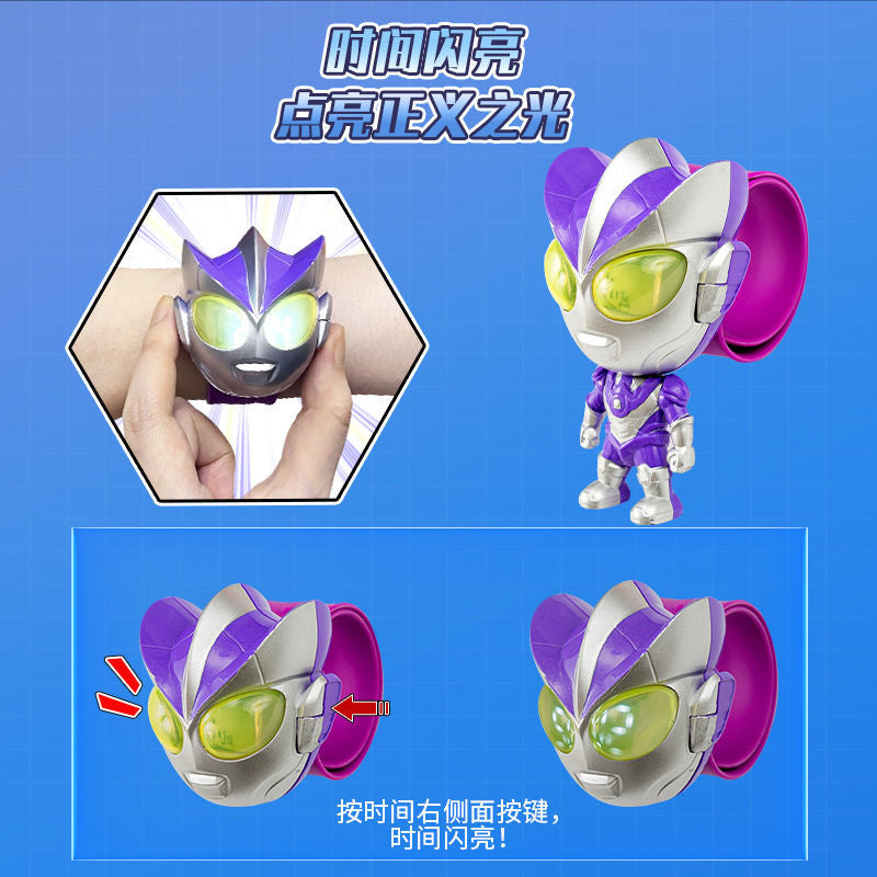 Superhero kids transforming watch toy - light-up baby boy transformer electronic cartoon snap-on watch toy