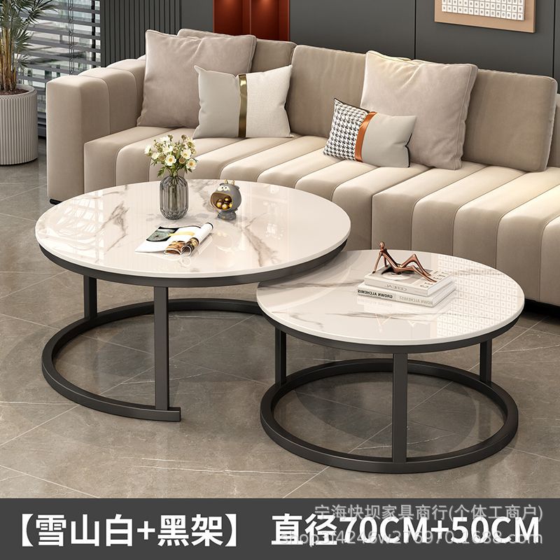 New rock slab nesting coffee table set - modern minimalist luxury living room table for small spaces - trending coffee table
