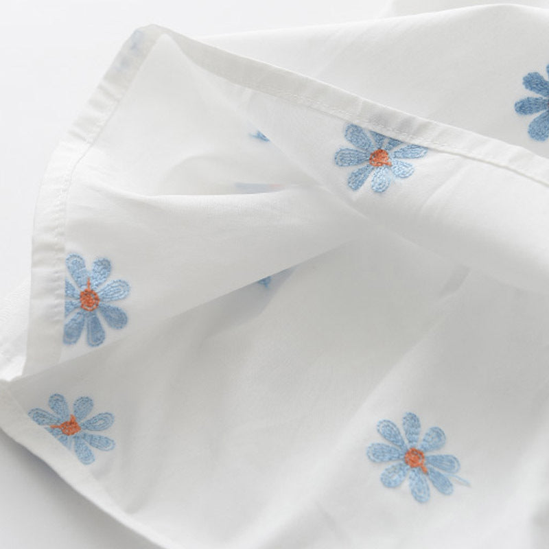 Girls' dress - new cross-border summer collection - white daisy print dress - toddler & little girl lantern sleeve cotton a-line dress
