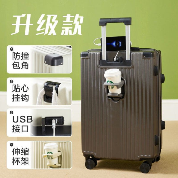 Yongsheng original design suitcase 20 inch trolley case cup holder USB interface multi-functional men's and women's suitcase wholesale