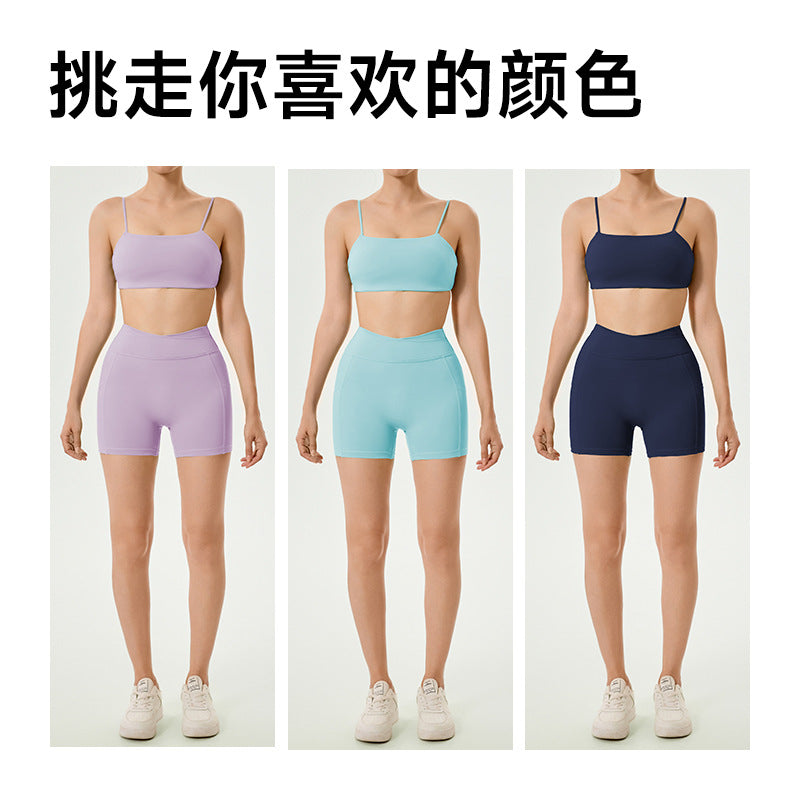 Custom new cross-border sports bra and tank top set for women - barely-there feel, butt-lifting yoga outfit, outdoor fitness yoga pants set