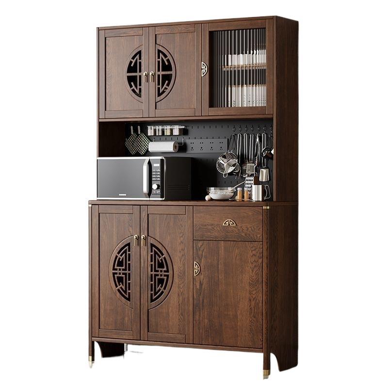 New chinoiserie solid wood sideboard all-in-one wall-mounted tea cabinet kitchen dining room living room wine cabinet solid wood storage cabinet