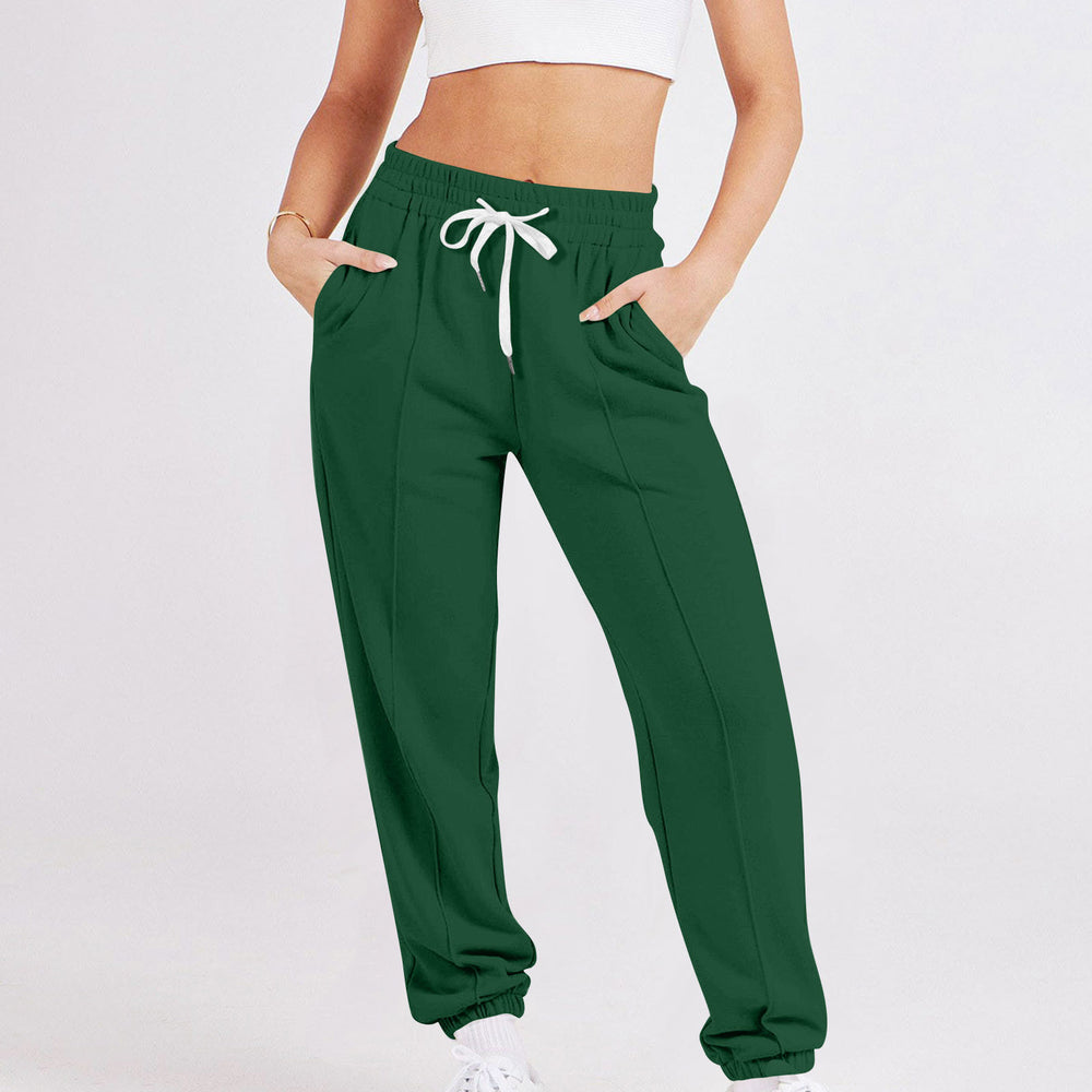 european and american export cross-border  women's casual drawstring solid color athletic joggers
