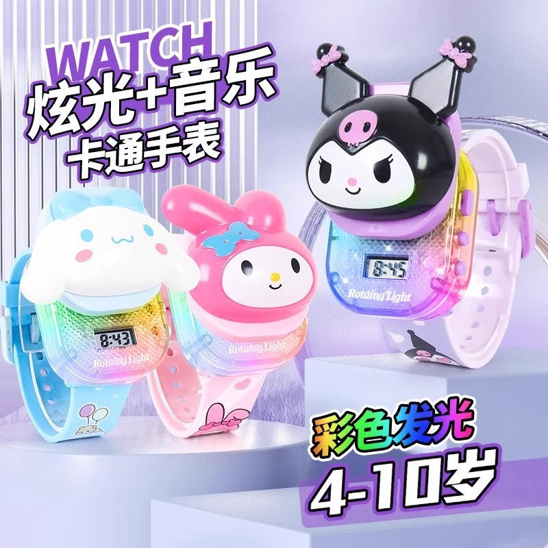 Kids' sliding cover cartoon music electronic watch - toy watch for boys and girls - kuromi style gift